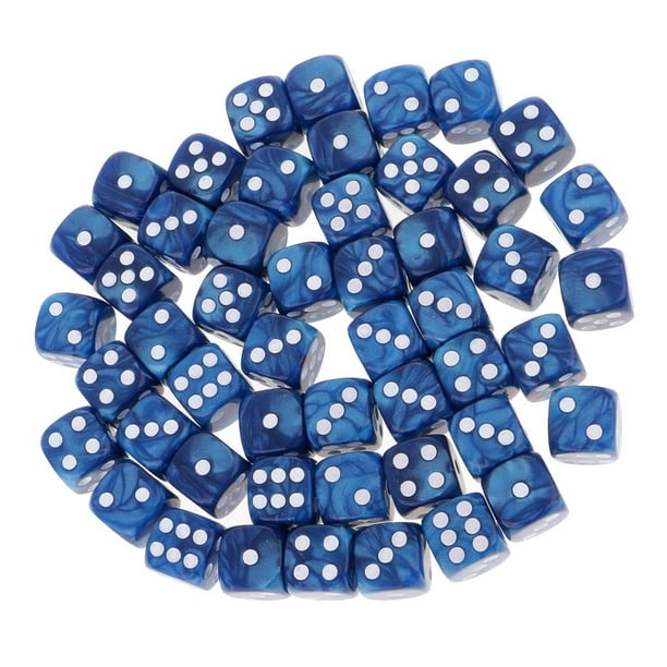 50 dados de seis caras con esquinas redondeadas de 16 mm para juegos de rol y accesorios. Azul
