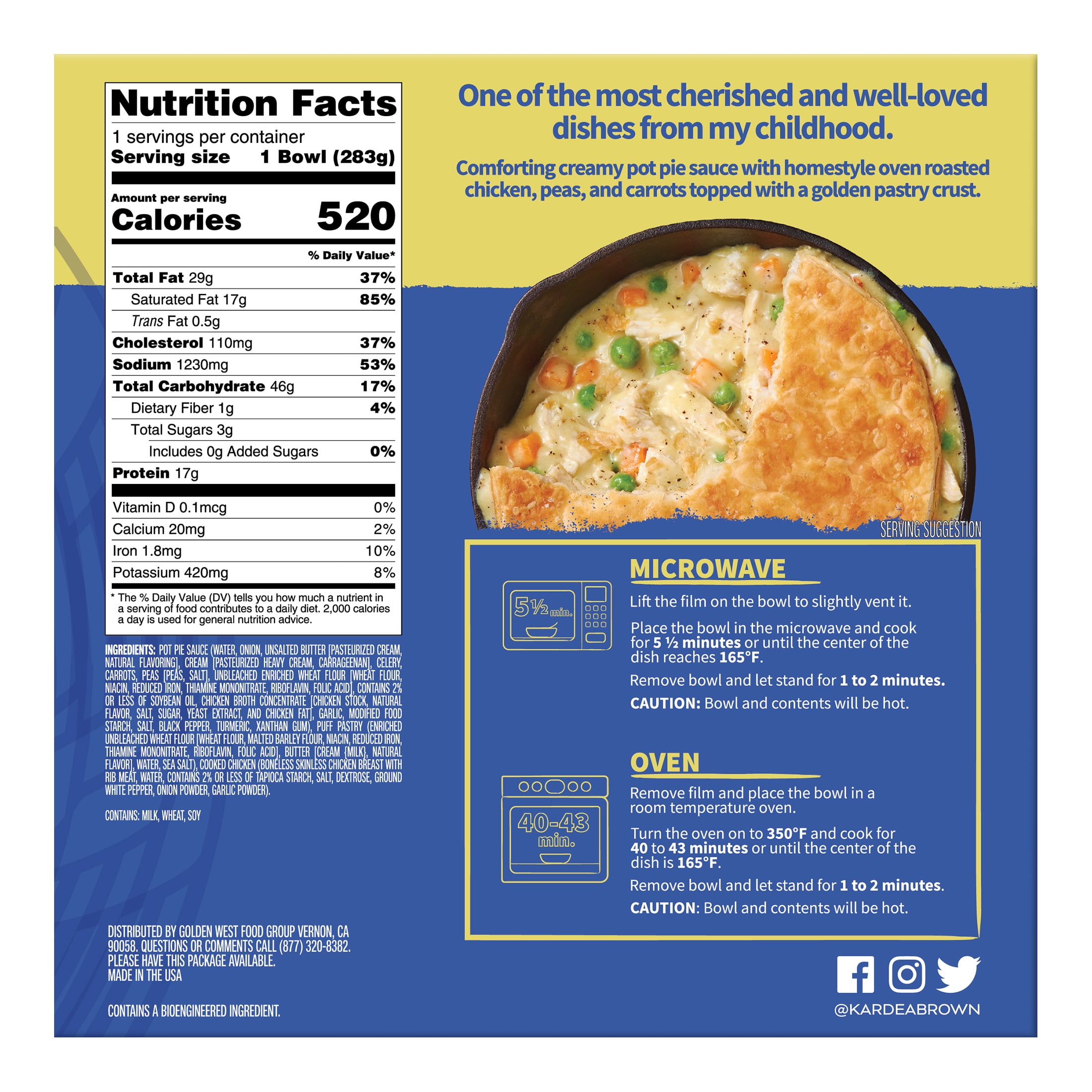 Delicious Eats by Kardea Brown Country Kitchen Chicken Pot Pie, 10 oz (Frozen)