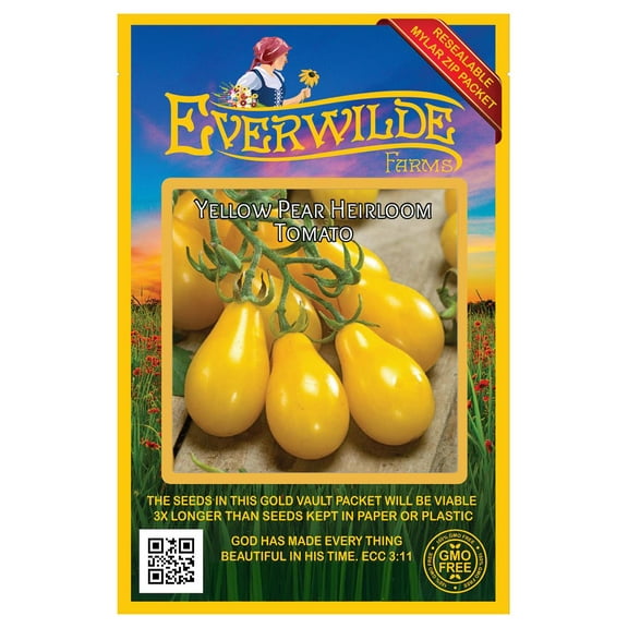 Everwilde Farms - 100 Yellow Pear Heirloom Tomato Seeds - Gold Vault Jumbo Bulk Seed Packet