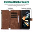 thumbnail image 6 of Dteck for Samsung Galaxy Z Fold3 Crossbody Wallet Case with Card Holder Zipper Pocket Lanyard Shoulder Strap, PU Leather Shockproof Protective Flip Cover for Galaxy Z Fold3 5G,Brown, 6 of 9