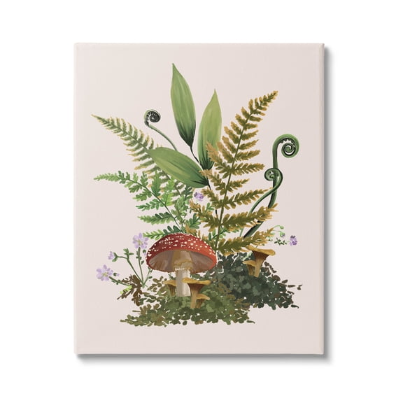 Cottage Mushroom Woodland Plants Botanical & Floral Graphic Art Gallery Wrapped Canvas Print Wall Art