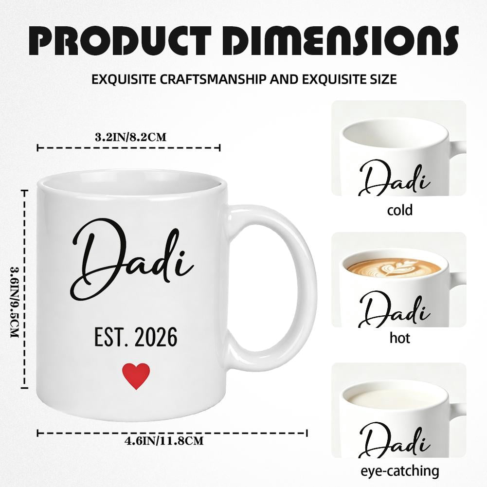 “Dada & Dadi Est. 2026” Commemorative Mug Set — Exclusive Coffee Cups for Mother’s Day & Father’s Day, a Cherished Keepsake for New Grandparents, and a Special Mug for Announcing the Baby’s Arrival
