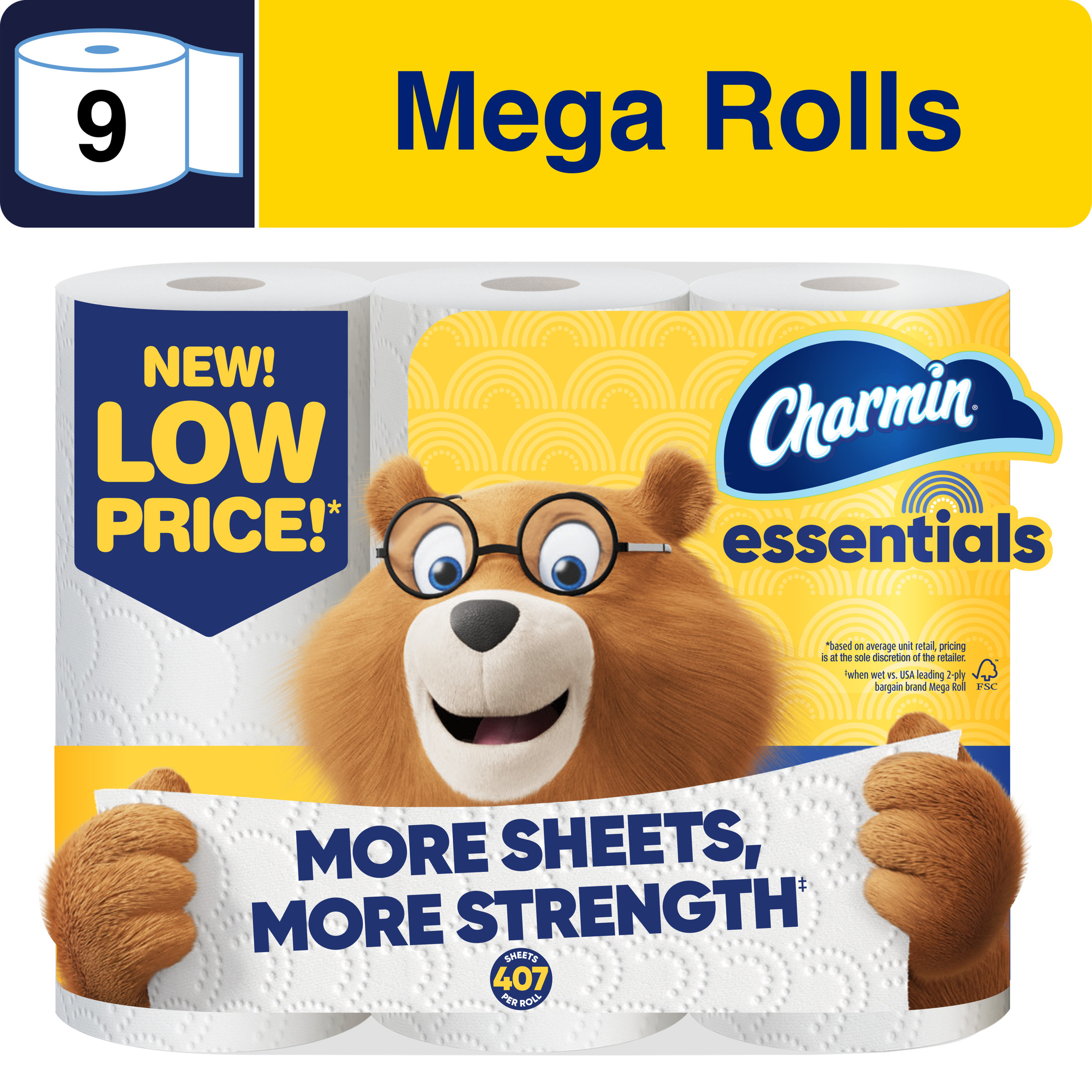 Charmin Essentials Toilet Paper 9 Mega Rolls photo 1