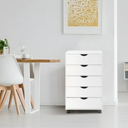 Naomi Home 5-Drawer Dresser with Wheels, White, 180 lbs Capacity