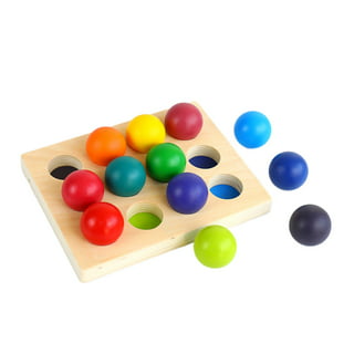 Wooden Board Bead Game Wooden Rainbow Beads Early Learning Rainbow Color Bead Boards Color Sorting Stacking Toys for Game Learning Matching