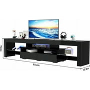 ChVans LED TV Stand for 80/90/100 inch TV, High Glossy Modern Entertainment Center with Drawer and LED Lights