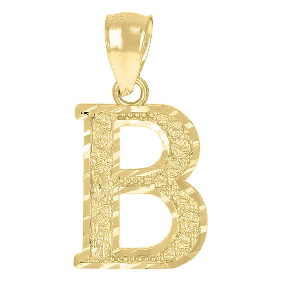 10k Yellow Gold Unisex Initial B Alphabet Charm Pendant