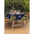 thumbnail image 2 of Outdoor Tablecloth with Umbrella Hole and Zipper, Navy Blue Christmas Rectangle Table Cloth 54x80 Inch Waterproof Tablecloth, Winter Xmas Snowflakes Textured Picnic Table Cover for Patio Camping, 2 of 7