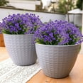 thumbnail image 4 of Sinhoon 6 Bundles Artificial Fake Flowers Plastic Plants Greenery Shrubs UV Resistant Faux Flowers for Indoor Outdoor Garden Hanging Porch Window Box Farmhouse Wedding Decor (Purple), 4 of 9