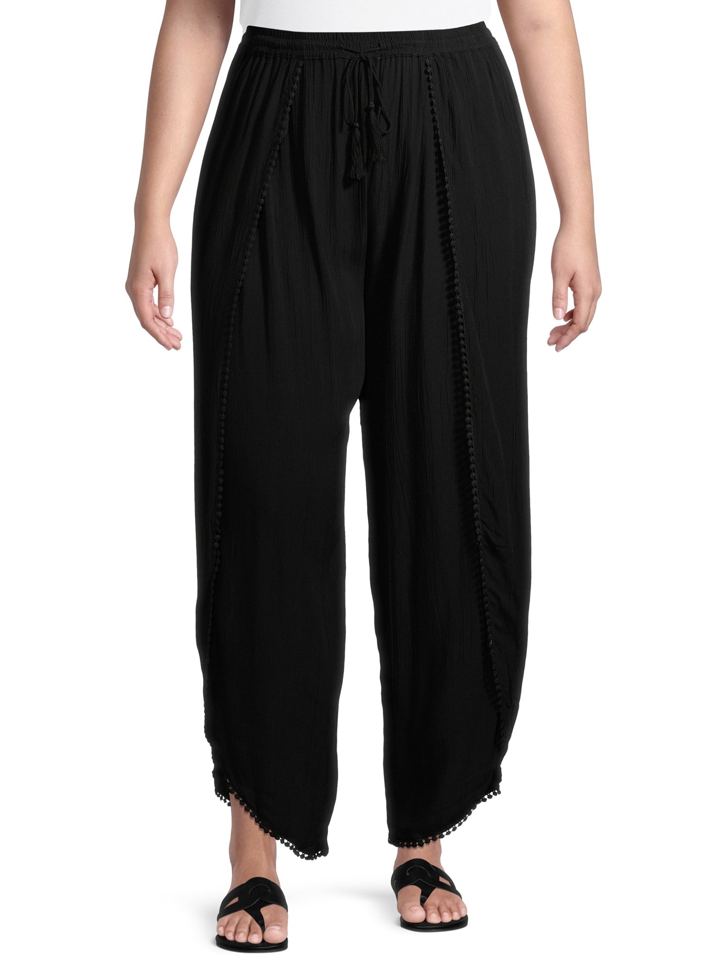Wide Leg Pants with Faux Wrap - Walmart 