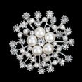 thumbnail image 2 of Ramillete de boda para mujer, broche de hoja de flor elegante con perlas de imitación de cristal transparente para mujer, novia, 2 of 3