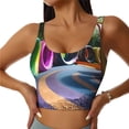 thumbnail image 2 of Picia Colorful Tire Tunnel Park Sports Bra for Women,Padded Strappy Sports Bras Medium Support Yoga Bra with Removable Cups,Running Yoga Bra-Small, 2 of 9