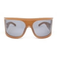 thumbnail image 2 of Flat Top Oversized Wrap Curved Lens Plastic Retro Sporty Sunglasses Brown - Black, 2 of 4