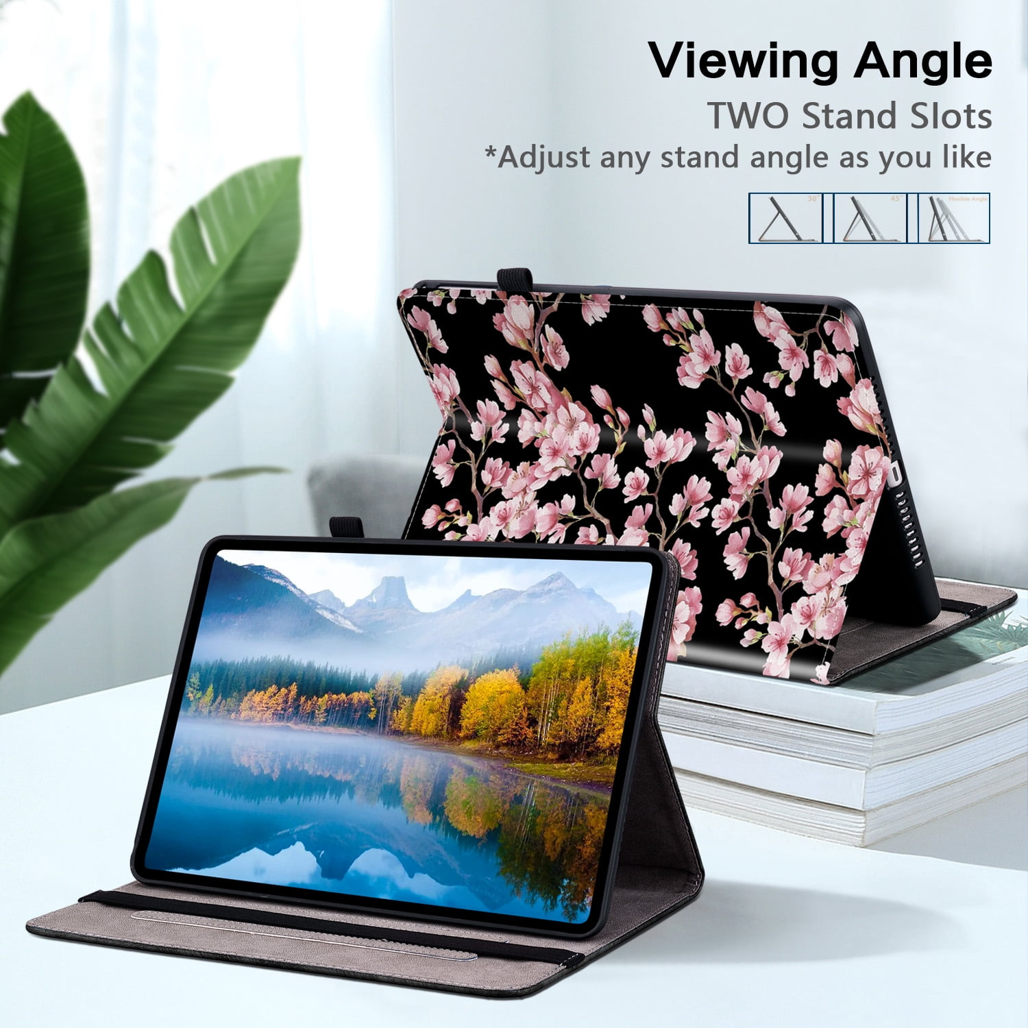 Allytechgroup Case for iPad (A16) 11th Generation 11 inch 2025 with Stand/Pencil Holder/Card Pockets/Magnetic Smart PU Leather Folio Stand Wallet shockproof Cover [Auto Wake/Sleep], Pink Plum Blossom