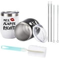 thumbnail image 6 of Mr. Right Mrs. Always Right Wine Tumbler Set, Wedding Engagement Gifts for Husband Wife Newlywed Couples Bride Groom Anniversary Bridal Shower, 12 Oz Stainless Steel Wine Tumbler, Black and White, 6 of 6