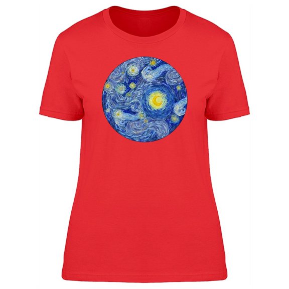 Cool Yellow Moon And Starry Sky T-Shirt Women -Image by Shutterstock, Female Large