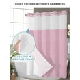 thumbnail image 4 of No Hook Cloth Fabric Shower Curtain with Snap in Liner, Pink Burlap Texture Waterproof Shower Curtains Set with See Through Top Window, Farmhouse Vintage Pink Bath Curtains Shower 54"x78", 4 of 6