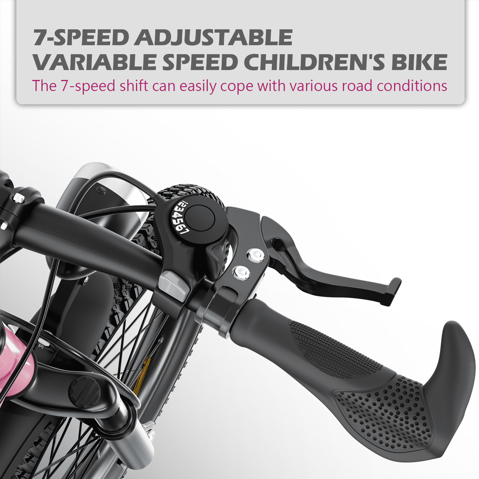 Holaki 20 Inch Kids Boys Girls Bike for 8-13 Years Old, Kids Bicycle Adjustable Seat with Basket, 7-Speed Gears, Dual Disc Brakes & Shock Absorber Front Fork for Birthday Gift,  Pink