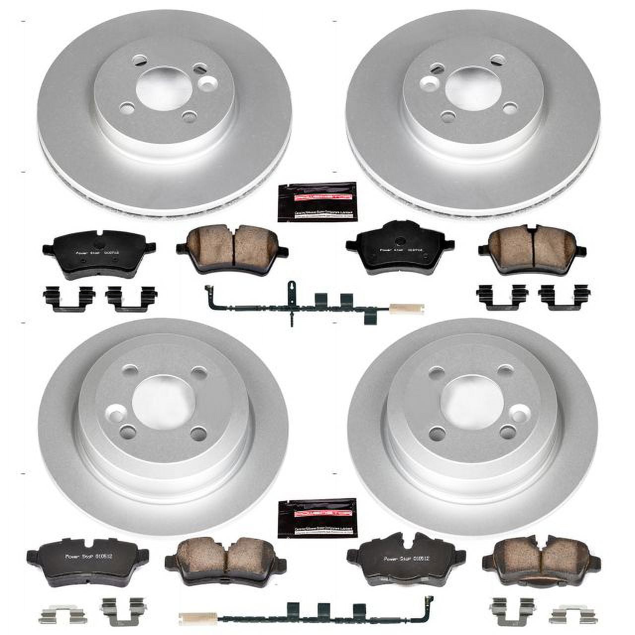 PowerStop Front and Rear Geomet Coated Brake Rotor and Pad Kit Fits: MINI COOPER Select Models CRK6301