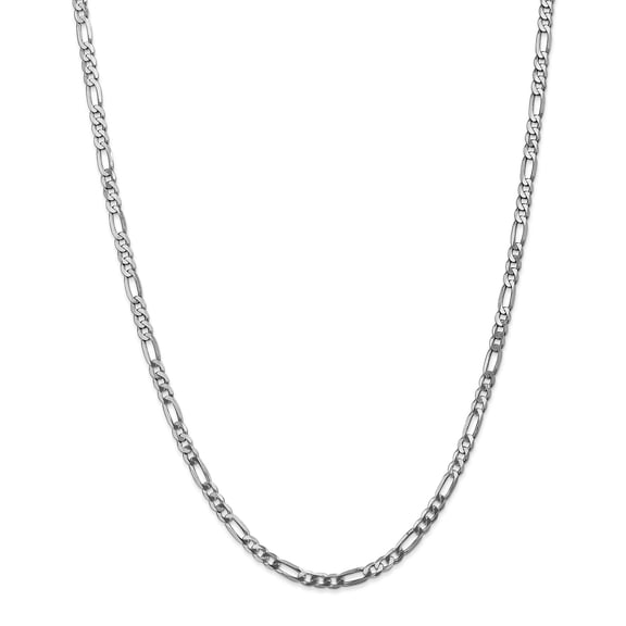 14k White Gold 4.0mm Flat Figaro Chain