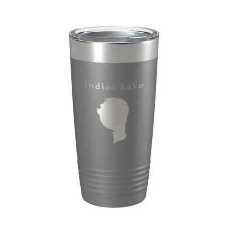 

Indian Lake Map Tumbler Travel Mug Insulated Laser Engraved Coffee Cup Silver Creek Township Michigan 20 oz Dark Gray