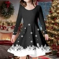 thumbnail image 2 of LUOGENLI Girls Dresses Size 10-12 Cotton Kids Toddler Girls Christmas Trees Deer Print Christmas Long Sleeve Party Princess Dress Dresses for Girls 14-16 Years Old Black 6-7 Years, 2 of 5