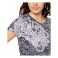 thumbnail image 3 of INC Womens Black Printed Short Sleeve Crew Neck T-Shirt Size: M, 3 of 4