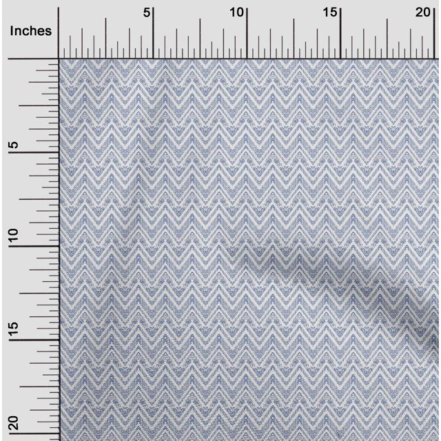 oneOone Polyester Lycra Medium Blue Fabric Chevron Geometric Craft Projects Decor Fabric Printed By The Yard 56 Inch Wide