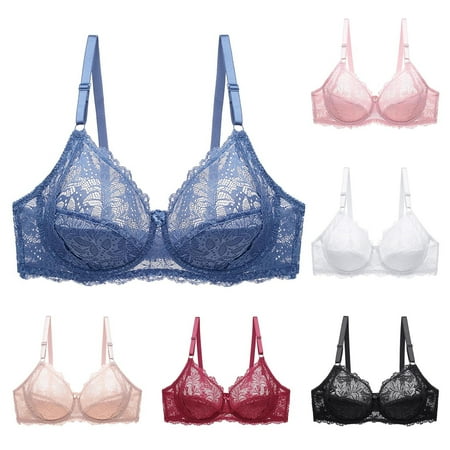 YUGYXL Women s Spaghetti Strap Lace Bra Full Coverage Seamless Lift Comfort v Neck Mesh Everyday Bras Lift and Support Sports Bra Prime Lightning Deals Of The Day White L