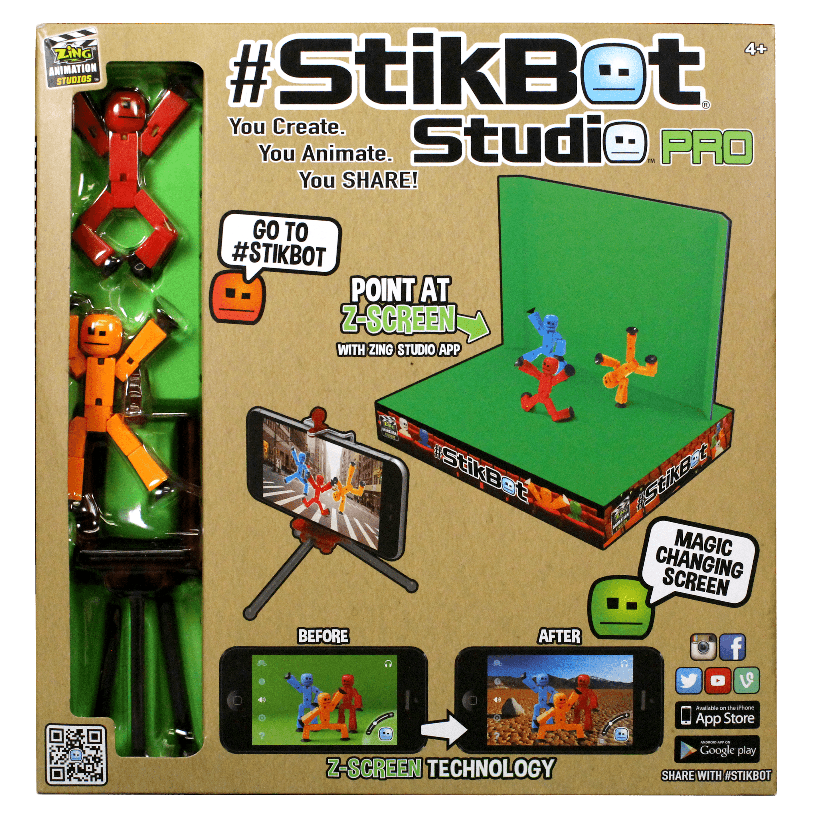 Stikbot Toy Figure Studio Pro with 2 in 1 Stage for Animating and Sharing Videos