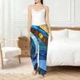 thumbnail image 4 of Cauagu Stained Glass Ocean Wave Pajama Pants for Women Loose Fit Wide Leg Trouser Pants Casual Elastic Waist Drawstring Lounge Pants, 4 of 6
