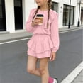 thumbnail image 5 of Vornjynx Kids Girls Outfit Sets Long Sleeve T-Shirt and Tiered Skirt Ruffle Hem Summer Trendy Cute Clothes 2 Piece Pink Size 13, 5 of 10