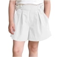 thumbnail image 2 of Amidoa Girls Shorts Toddler Casual Summer Soft Elastic Waist Solid Color With Pockets Shorts for Kids White Size 8, 2 of 6