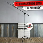 Studio Microphone Stand On Wheels Tall Overhead Boom Arm Mic Mount Stage Holder