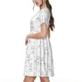 thumbnail image 2 of Salouo Heart Rabbit for Women's Short Sleeve Summer Dress, Pleated Loose Swing Knee Length Dresses with Pockets, 2 of 6