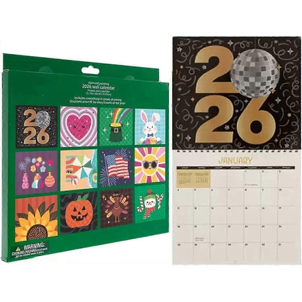 2026 Wall Calendar Diamond Painting Kit - DIY Diamond Art Calendar 2026, 12-Month Flip Wall Calendar with To Do List, Diamond Painting Calendar 2026