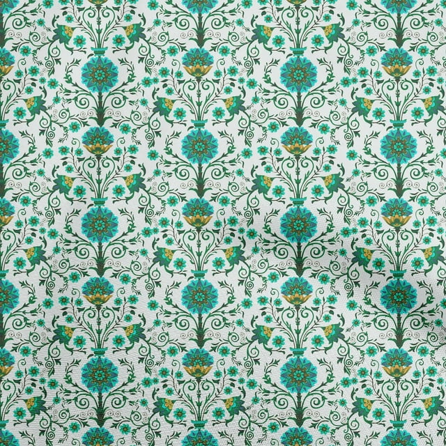 oneOone Georgette Viscose Green Fabric Florals Fabric For Sewing Printed Craft Fabric By The Yard 42 Inch Wide