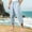 Light Blue, variant on WWV 3/4 Pants Men Cropped Pants Men Pocket Drawstring Elastic Waist Trousers Solid Color Trendy Loose Weekend Travel Cotton Linen Pants Dark Gray XL