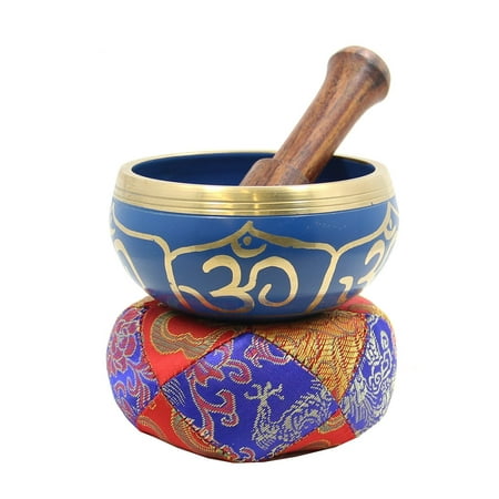 Tibetan Singing Bowl Set ~ With Mallet & Cushion ~ For Meditation, Chakra Healing, Prayer ,Yoga (OM