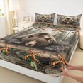 thumbnail image 4 of Manfei Rustic Wooded Pine Queen Sheets,Brown Bear Queen Sheet Sets,Gray Brown,4pcs,1 Flat Sheet, 1 Fitted Sheet and 2 Pillowcases, 4 of 6