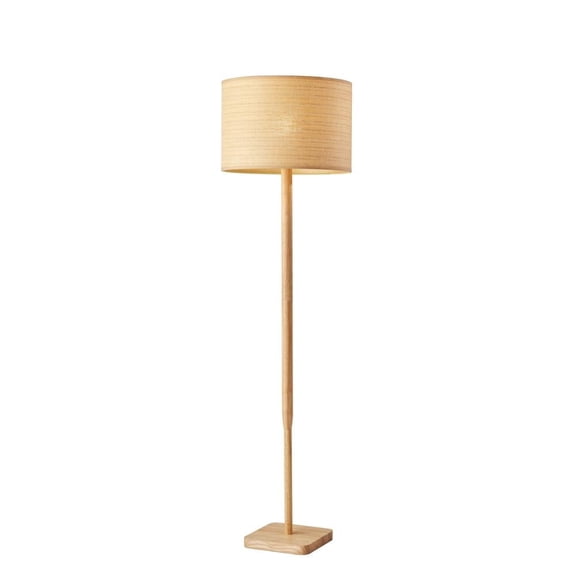 Adesso Ellis 58.5" Transitional Natural Wood Standard Floor Lamp with Natural Shade