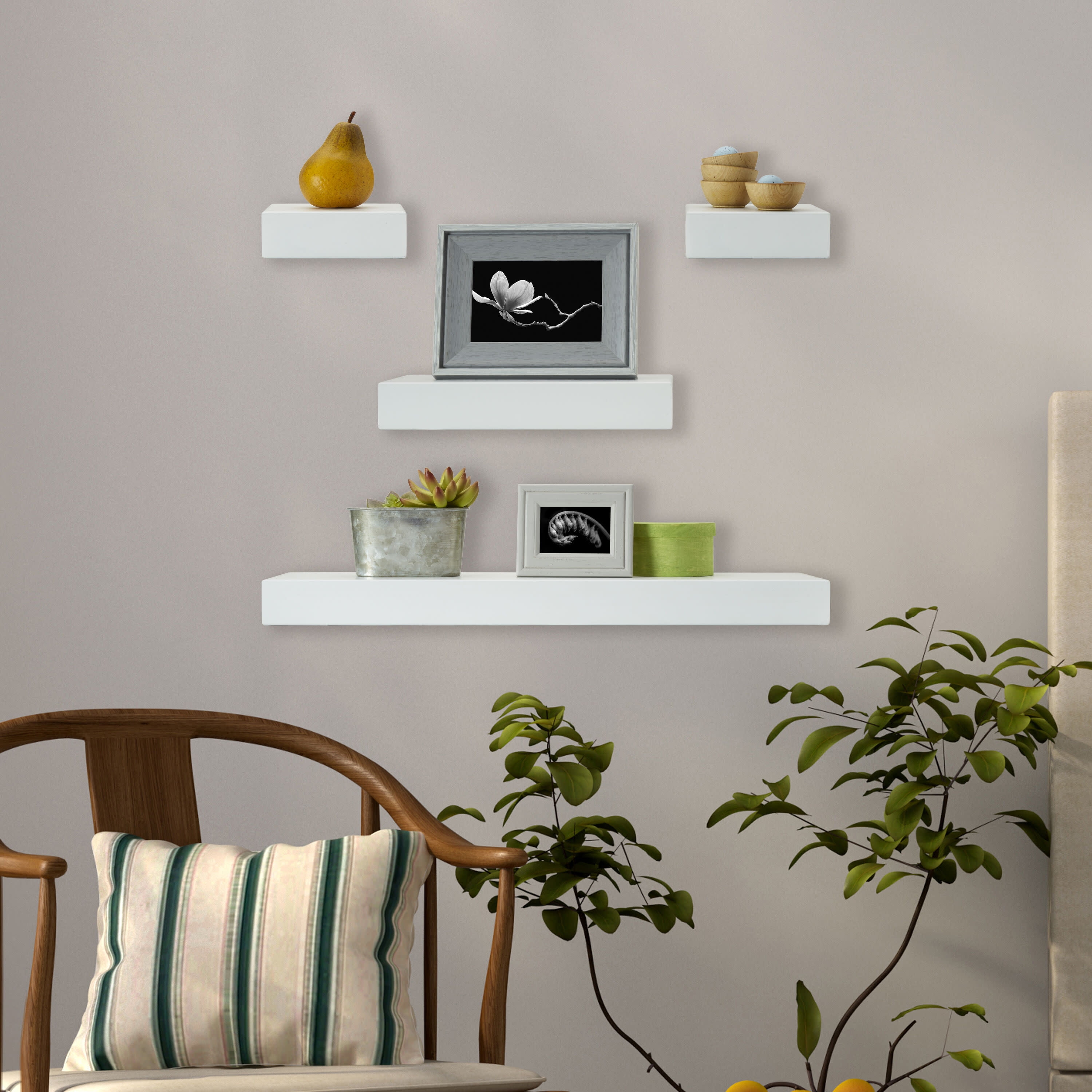 Melannco Set of 4 1-24 1-12 2-6 Chunky Shelves in White
