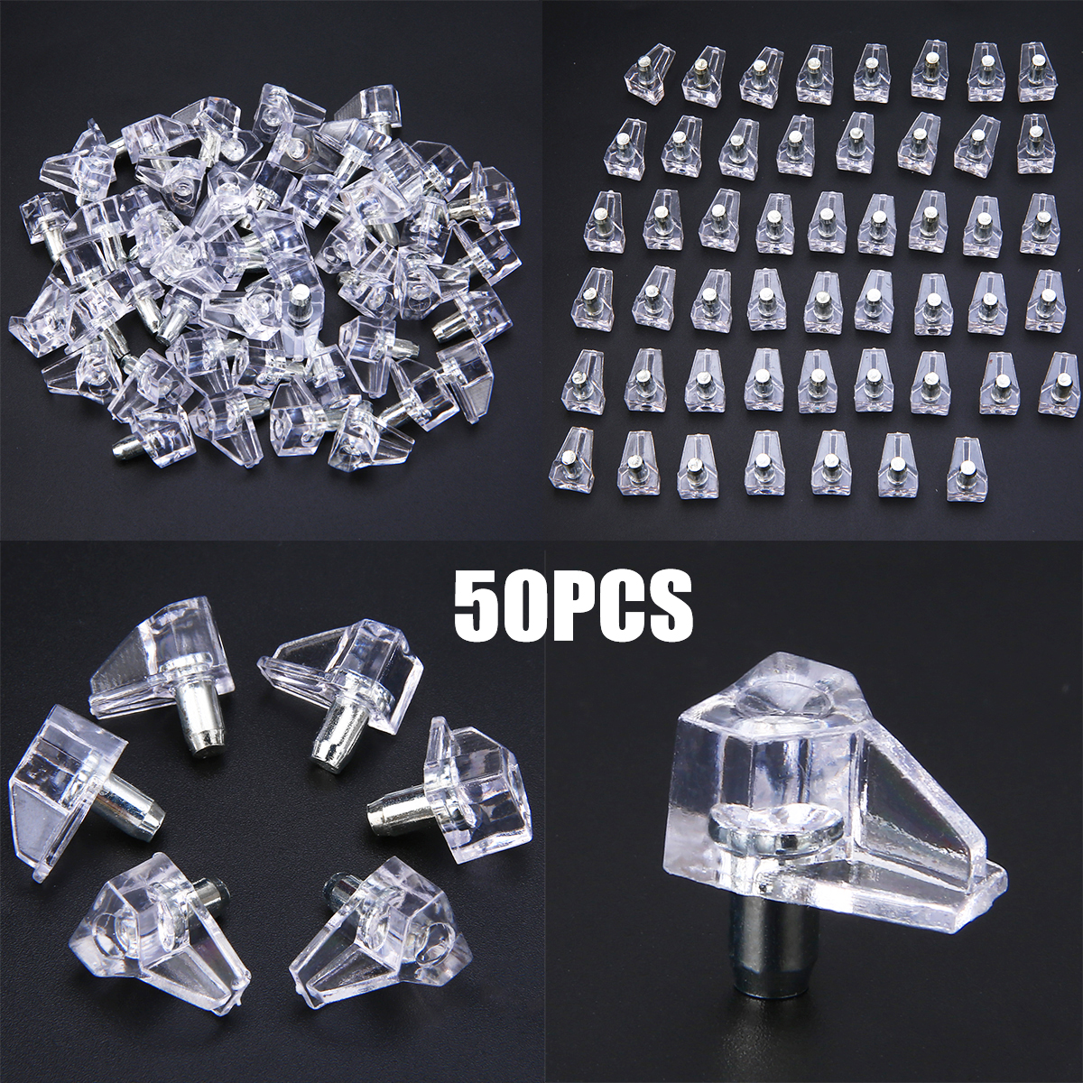 50pcs 5mm Clear Plastic Shelf Supports Kitchen Pegs Studs with