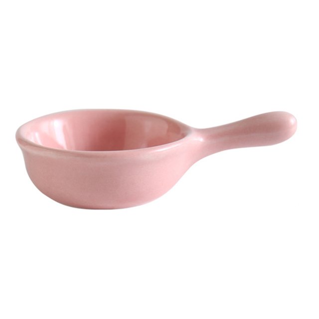 40ML Ceramic Sauce Dishes Mini Seasoning Dish Snack Plate Food Dipping Bowls Creative Appetizer Plates with Handle (Pink)