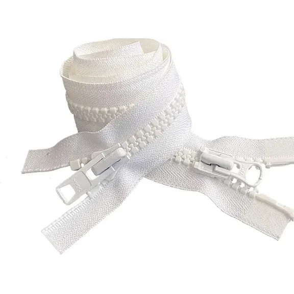 YKK #10 36 Inch Two-Way Molded Plastic Heavy Duty Separating Vislon (Jacket) Zipper for Sewing Coat Jacket Winter Coat Heavy Duty Zippers Coat Jackets Clothes Parka (White - 501)