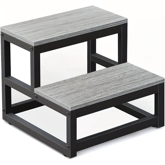 2-Tier Heavy Duty Wooden Step Stool for Adults, Portable 2-Step Ladder, Multifunctional Small Stepping Stool for Bathroom Bedroom Kitchen School, Sturdy & Easy to Carry