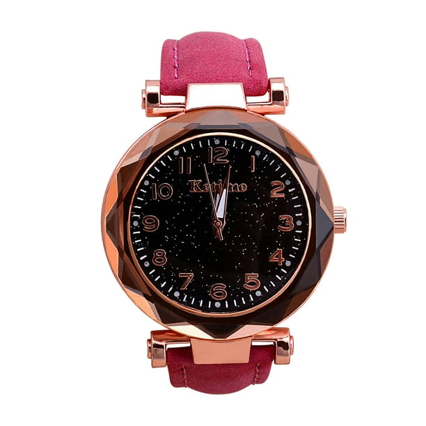 Reloj de cuarzo para mujer, relojes para mujer, reloj de cuarzo informal de moda para mujer, reloj con esfera brillante y correa de cuero.