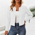 thumbnail image 4 of Vmvidoty Long Sleeve Shrug Top for Women's Collarless Pleated Open Front Cropped Cardigan White L, 4 of 6
