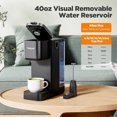 thumbnail image 5 of Single Serve Coffee Maker with Built-in Detachable Milk Frother, Iced and Hot Machine for K Cup & Grounds, 40oz Removable Water Reservoir, 6 Sizes, Fits 7.3" Travel Mug, Black, 5 of 5