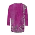 thumbnail image 5 of Bovemsi Women's Casual 3/4 Sleeve T Shirts 2025 V Neck Tunic Tops Cute Tees Blouses Loose Fit Business Work Tee Top, Purple Women's Summer Short Sleeve T-Shirts, L, 5 of 5